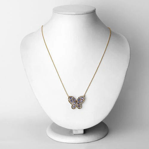 1.86 Carat Genuine Tanzanite and White Zircon .925 Sterling Silver Necklace - Image 6