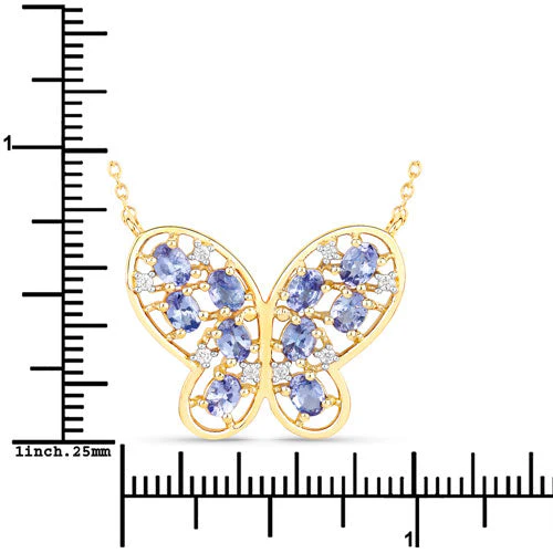 1.86 Carat Genuine Tanzanite and White Zircon .925 Sterling Silver Necklace - Image 7