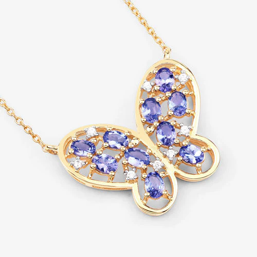 1.86 Carat Genuine Tanzanite and White Zircon .925 Sterling Silver Necklace - Image 8