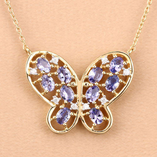 1.86 Carat Genuine Tanzanite and White Zircon .925 Sterling Silver Necklace - Image 9