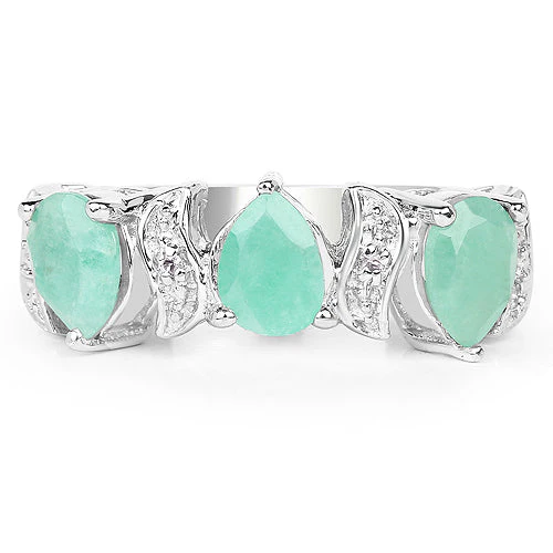 1.87 Carat Genuine Emerald and White Topaz .925 Sterling Silver Ring - Image 7