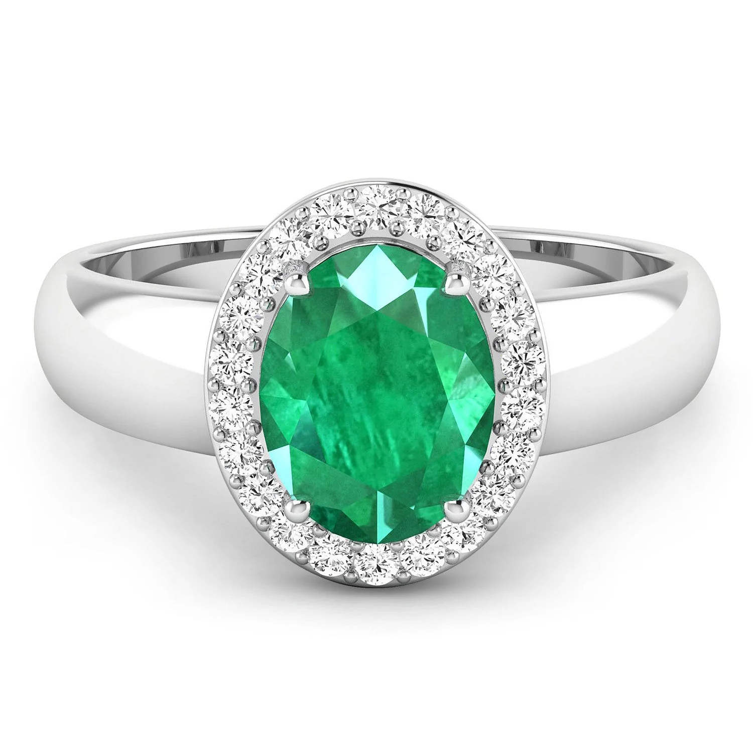 1.87 Carat Genuine Zambian Emerald and White Diamond 14K White Gold Ring - Image 3