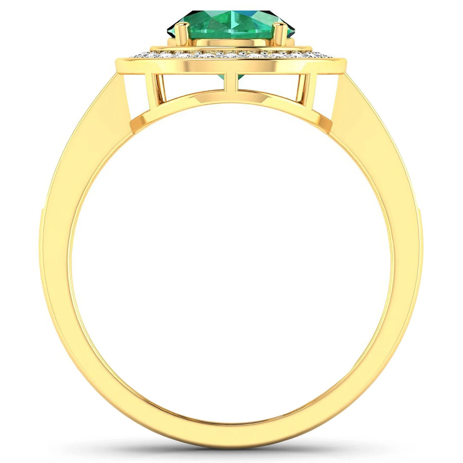 1.87 Carat Genuine Zambian Emerald and White Diamond 14K Yellow Gold Ring - Image 2