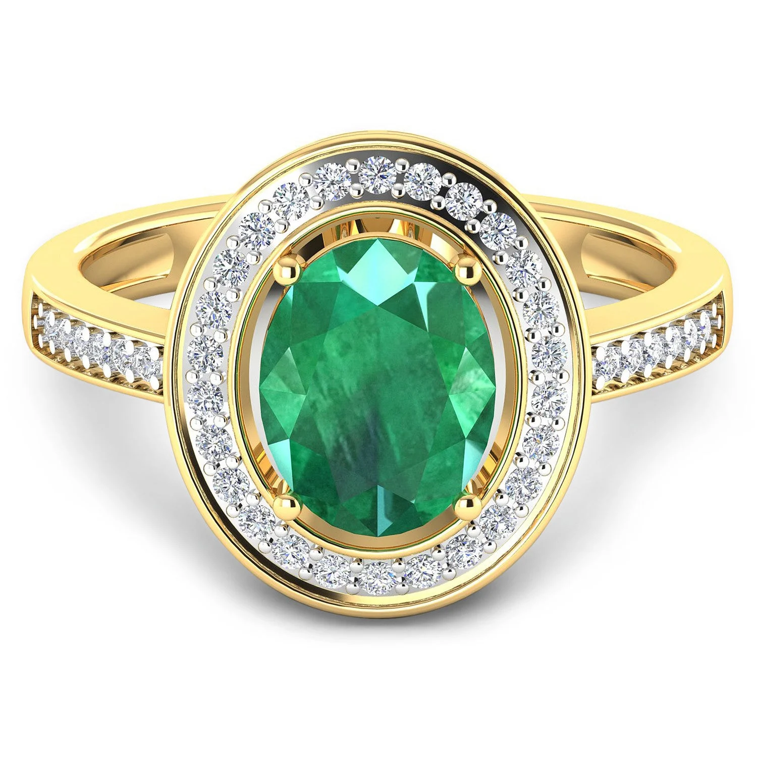 1.87 Carat Genuine Zambian Emerald and White Diamond 14K Yellow Gold Ring - Image 3