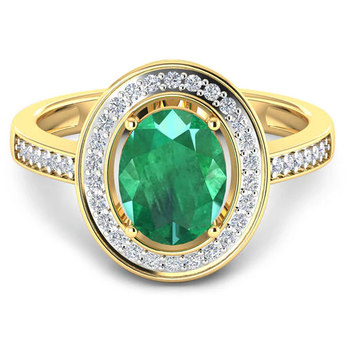 1.87 Carat Genuine Zambian Emerald and White Diamond 14K Yellow Gold Ring - Image 7