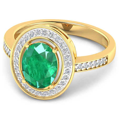 1.87 Carat Genuine Zambian Emerald and White Diamond 14K Yellow Gold Ring - Image 8