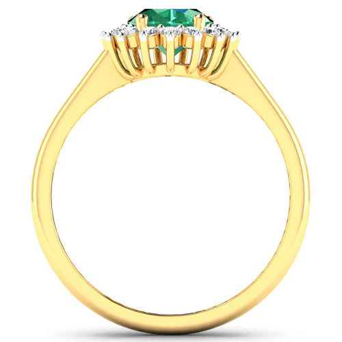 1.87 Carat Genuine Zambian Emerald and White Diamond 14K Yellow Gold Ring - Image 5