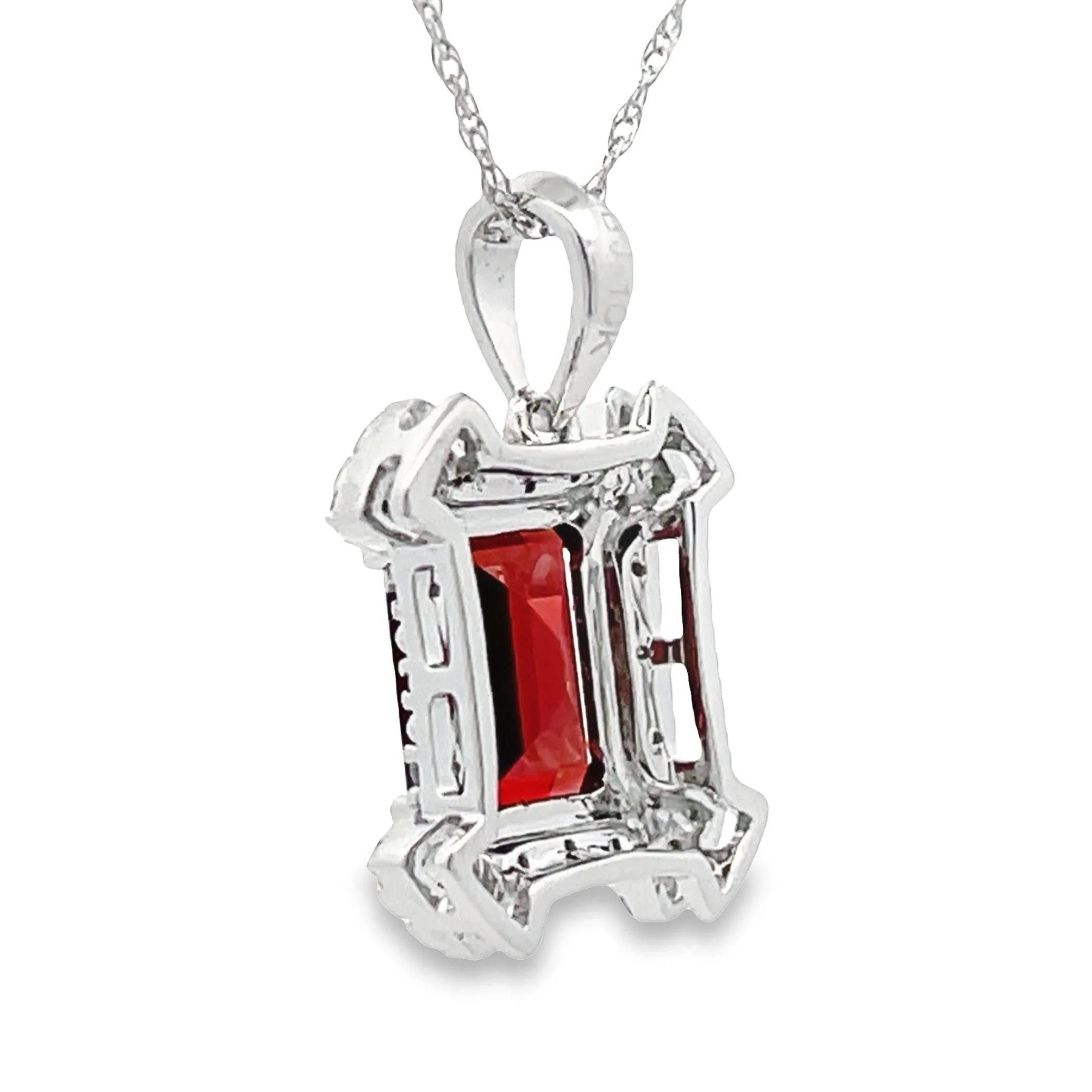 1.87ct Garnet Diamond Fashion Pendants 10KT White Gold - Image 2