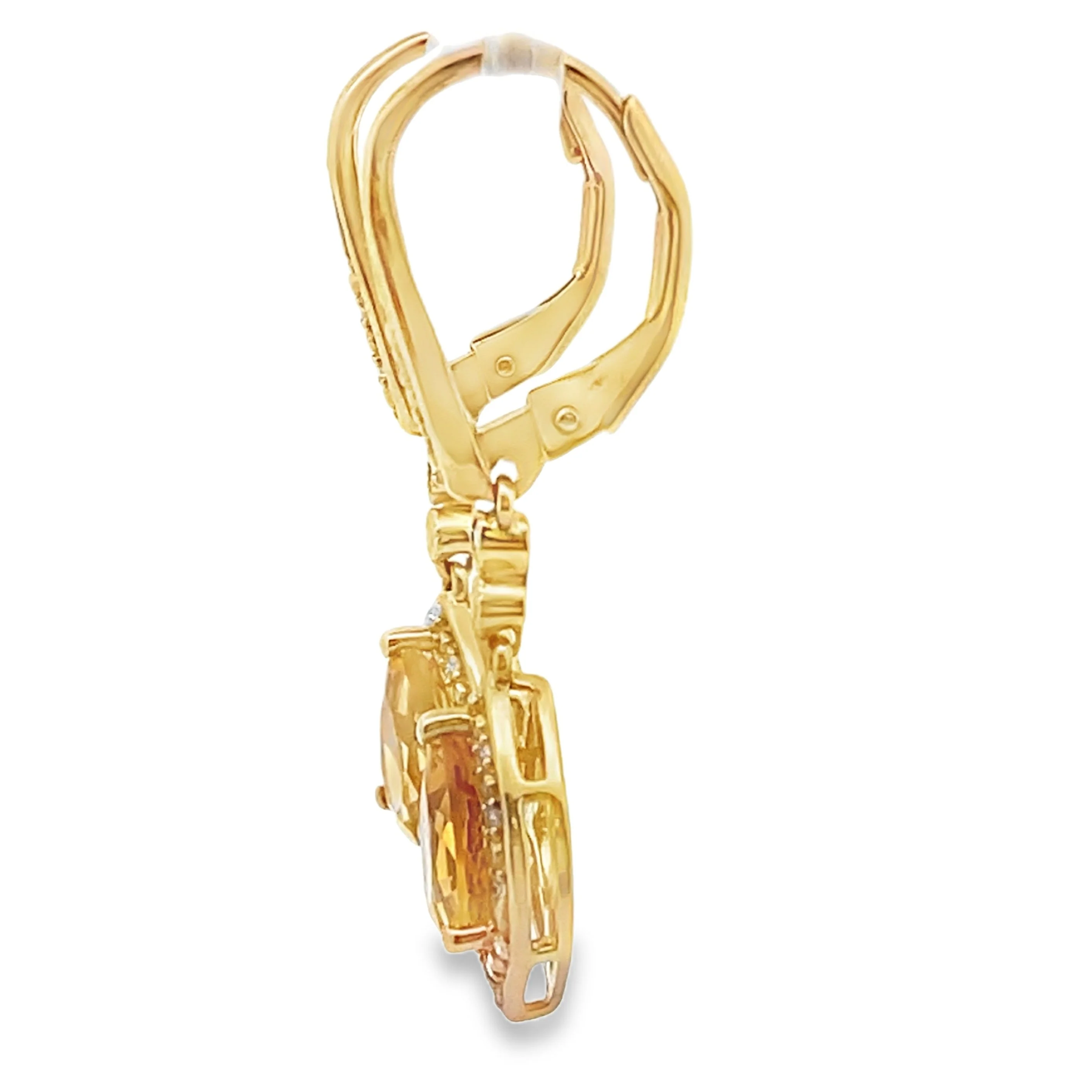 1.88ct Citrine Diamond Dangle Earrings 10KT Yellow Gold - Image 2