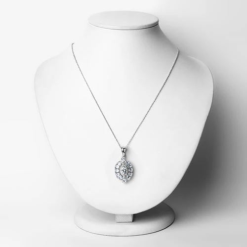 1.89 Carat Genuine Aquamarine and White Topaz .925 Sterling Silver Pendant - Image 5
