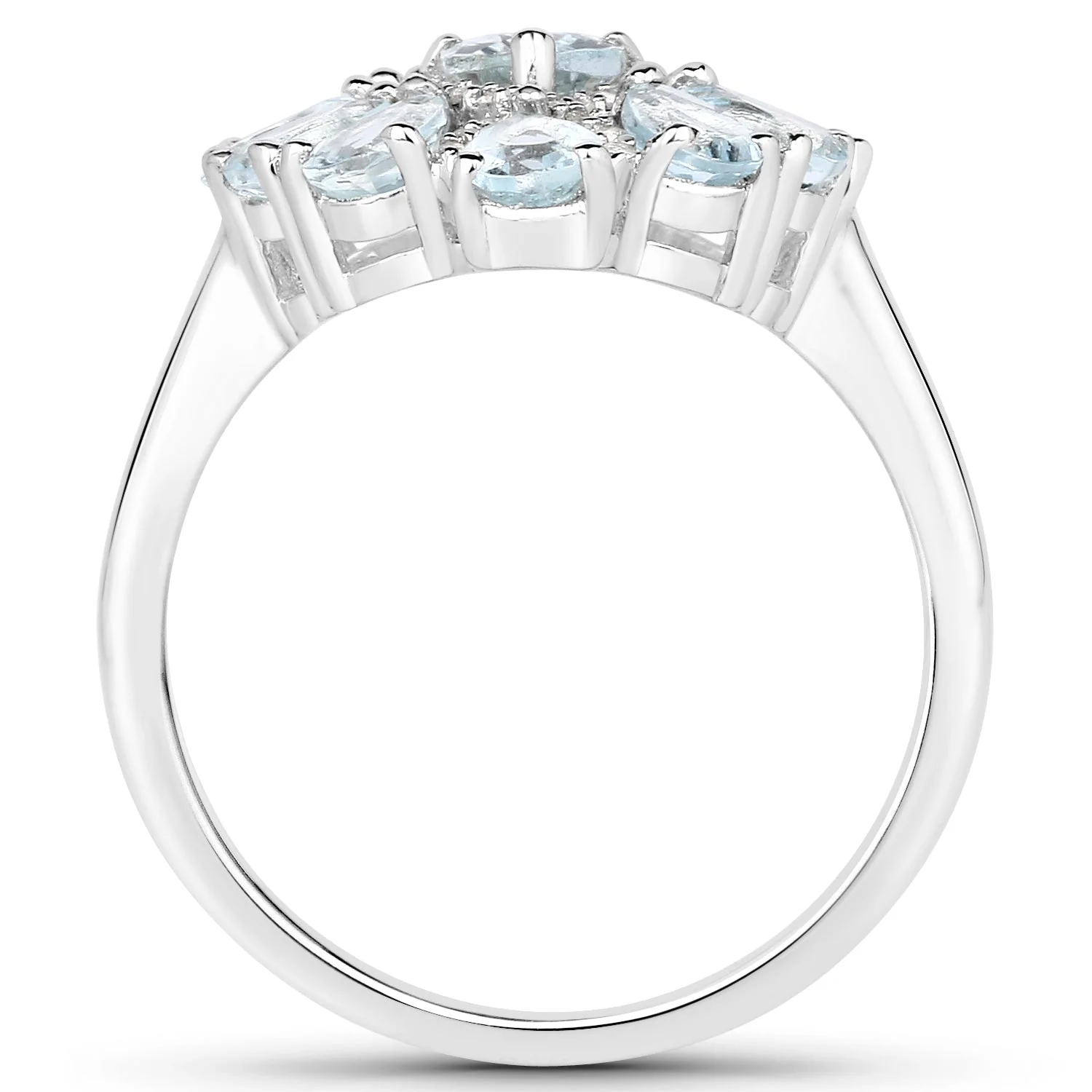 1.89 Carat Genuine Aquamarine and White Topaz .925 Sterling Silver Ring - Image 2