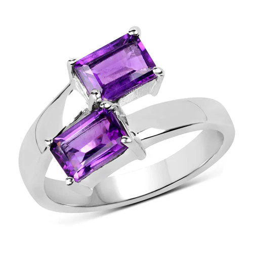 1.90 Carat Genuine Amethyst .925 Sterling Silver Ring - Image 4