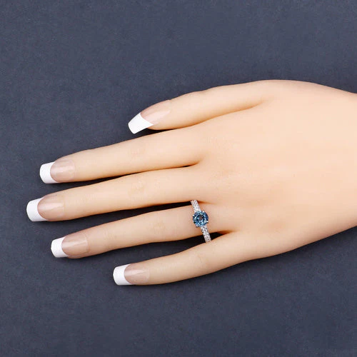 1.90 Carat Genuine Blue Sapphire and White Diamond 14K White Gold Ring - Image 9