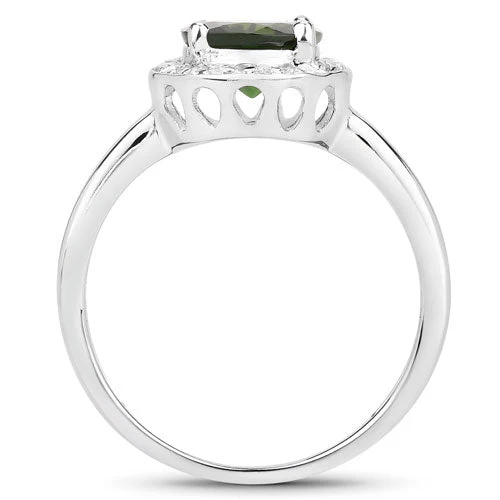 1.90 Carat Genuine Chrome Diopside and White Topaz .925 Sterling Silver Ring - Image 5
