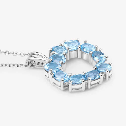 1.90 Carat Genuine Swiss Blue Topaz .925 Sterling Silver Pendant - Image 10