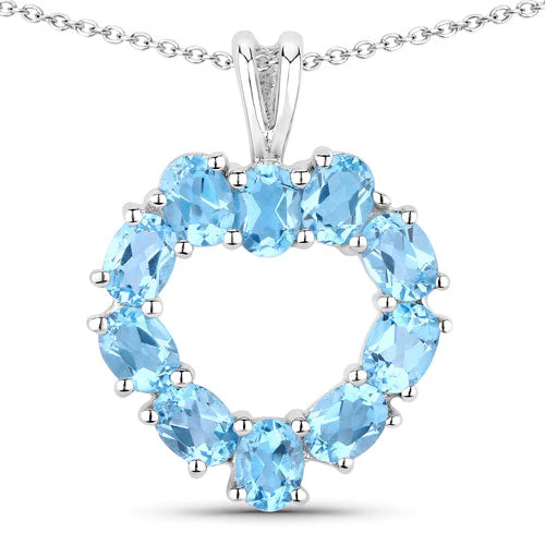 1.90 Carat Genuine Swiss Blue Topaz .925 Sterling Silver Pendant - Image 5