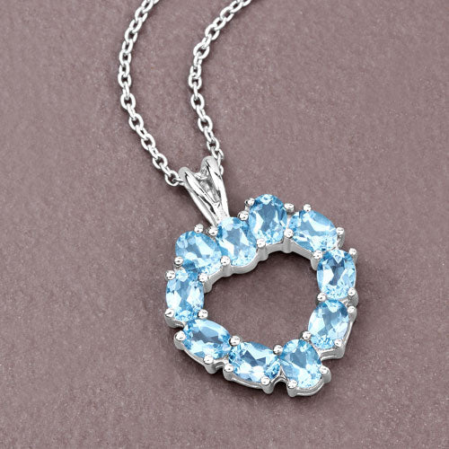 1.90 Carat Genuine Swiss Blue Topaz .925 Sterling Silver Pendant - Image 8