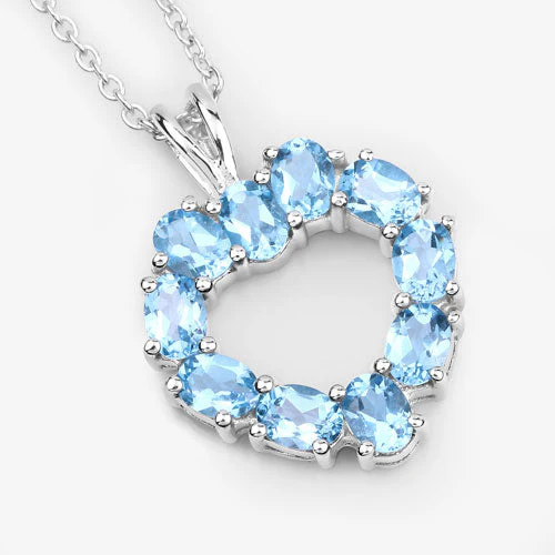 1.90 Carat Genuine Swiss Blue Topaz .925 Sterling Silver Pendant - Image 9