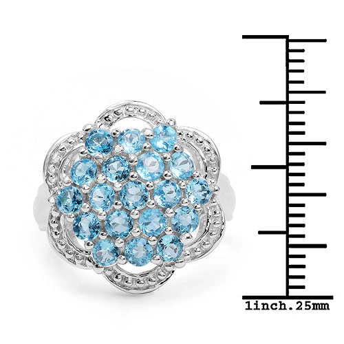 1.90 Carat Genuine Swiss Blue Topaz .925 Sterling Silver Ring - Image 6