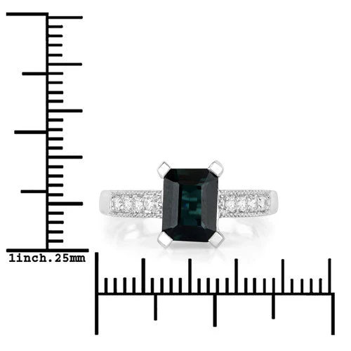 1.91 Carat Genuine Green Tourmaline and White Diamond 14K White Gold Ring - Image 7