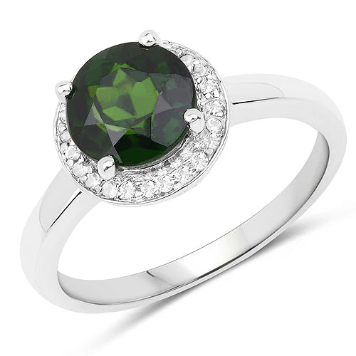 1.92 Carat Genuine Chrome Diopside and White Topaz .925 Sterling Silver Ring - Image 4
