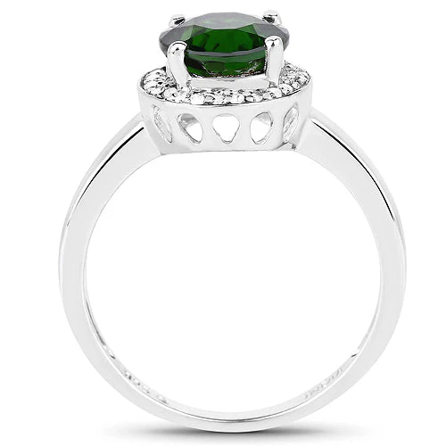1.92 Carat Genuine Chrome Diopside and White Topaz .925 Sterling Silver Ring - Image 5