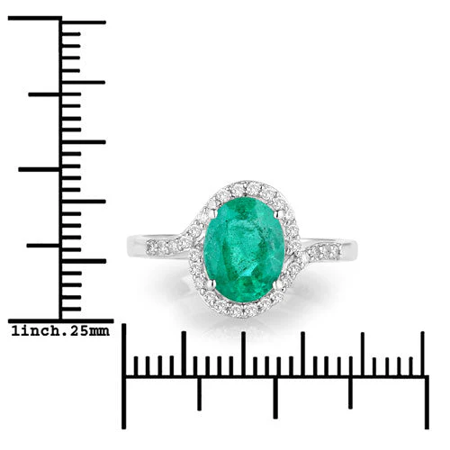 1.92 Carat Genuine Zambian Emerald and White Diamond 14K White Gold Ring - Image 3
