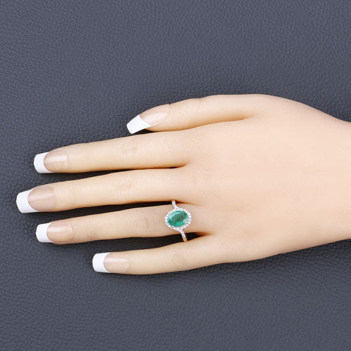 1.92 Carat Genuine Zambian Emerald and White Diamond 14K Yellow Gold Ring - Image 5