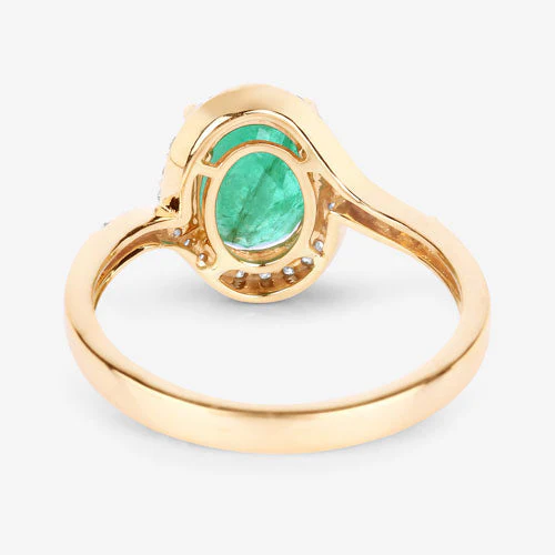 1.92 Carat Genuine Zambian Emerald and White Diamond 14K Yellow Gold Ring - Image 7