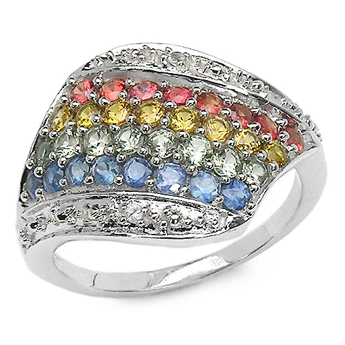 1.97 Carat Genuine Multi Stone .925 Sterling Silver Ring - Image 3