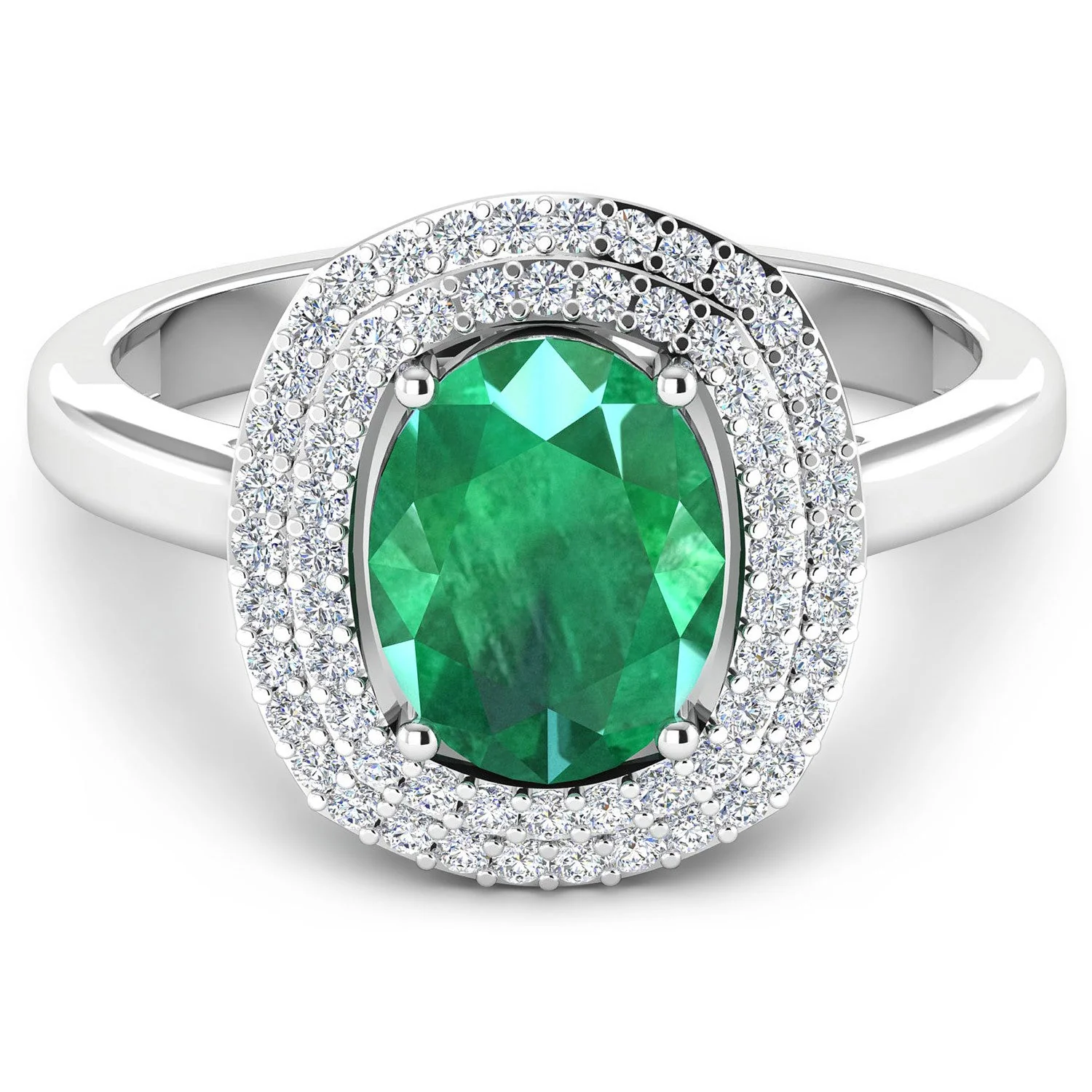 1.97 Carat Genuine Zambian Emerald and White Diamond 14K White Gold Ring - Image 3