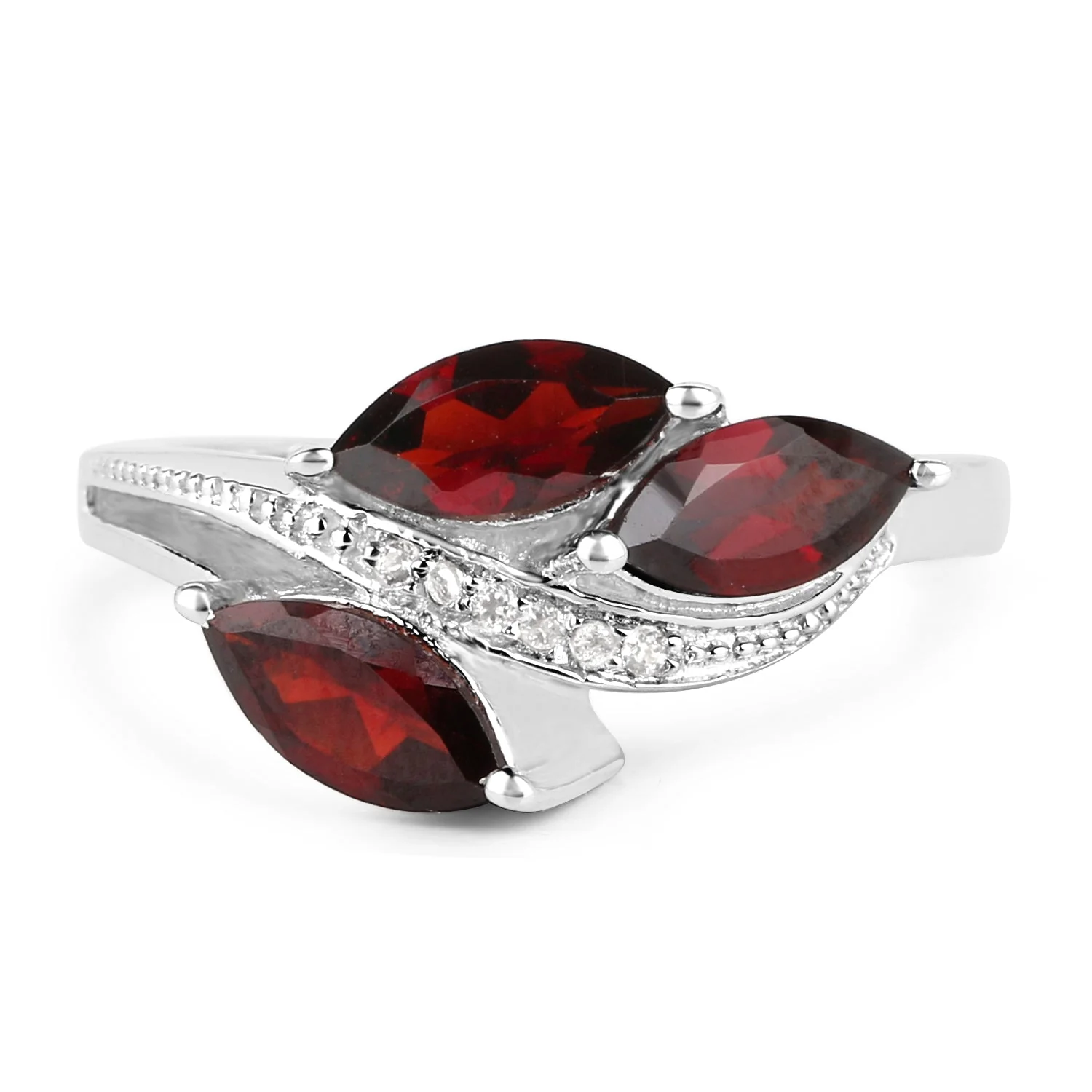 1.98 Carat Genuine  Garnet and White Topaz .925 Sterling Silver Ring - Image 3