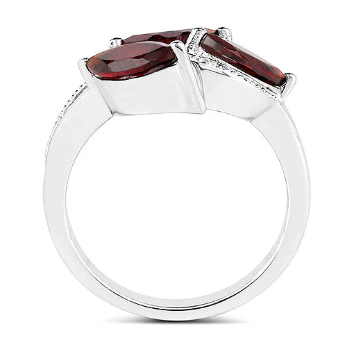 1.98 Carat Genuine  Garnet and White Topaz .925 Sterling Silver Ring - Image 5