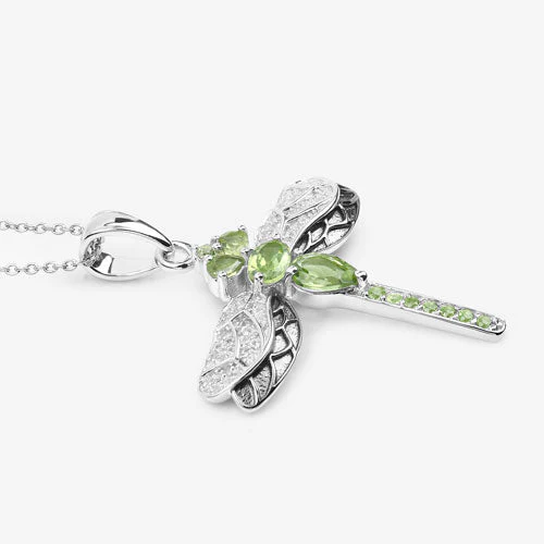 1.98 Carat Genuine Peridot and White Topaz .925 Sterling Silver Pendant - Image 10