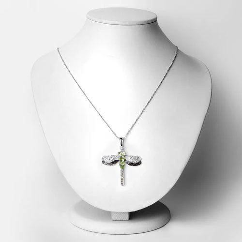1.98 Carat Genuine Peridot and White Topaz .925 Sterling Silver Pendant - Image 6