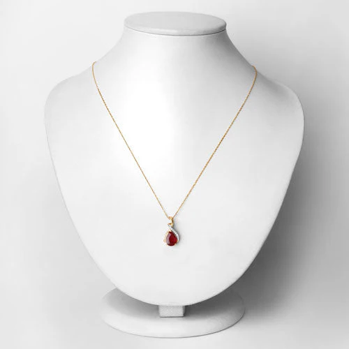 1.98 Carat Genuine Ruby and White Diamond 14K Yellow Gold Pendant - Image 2