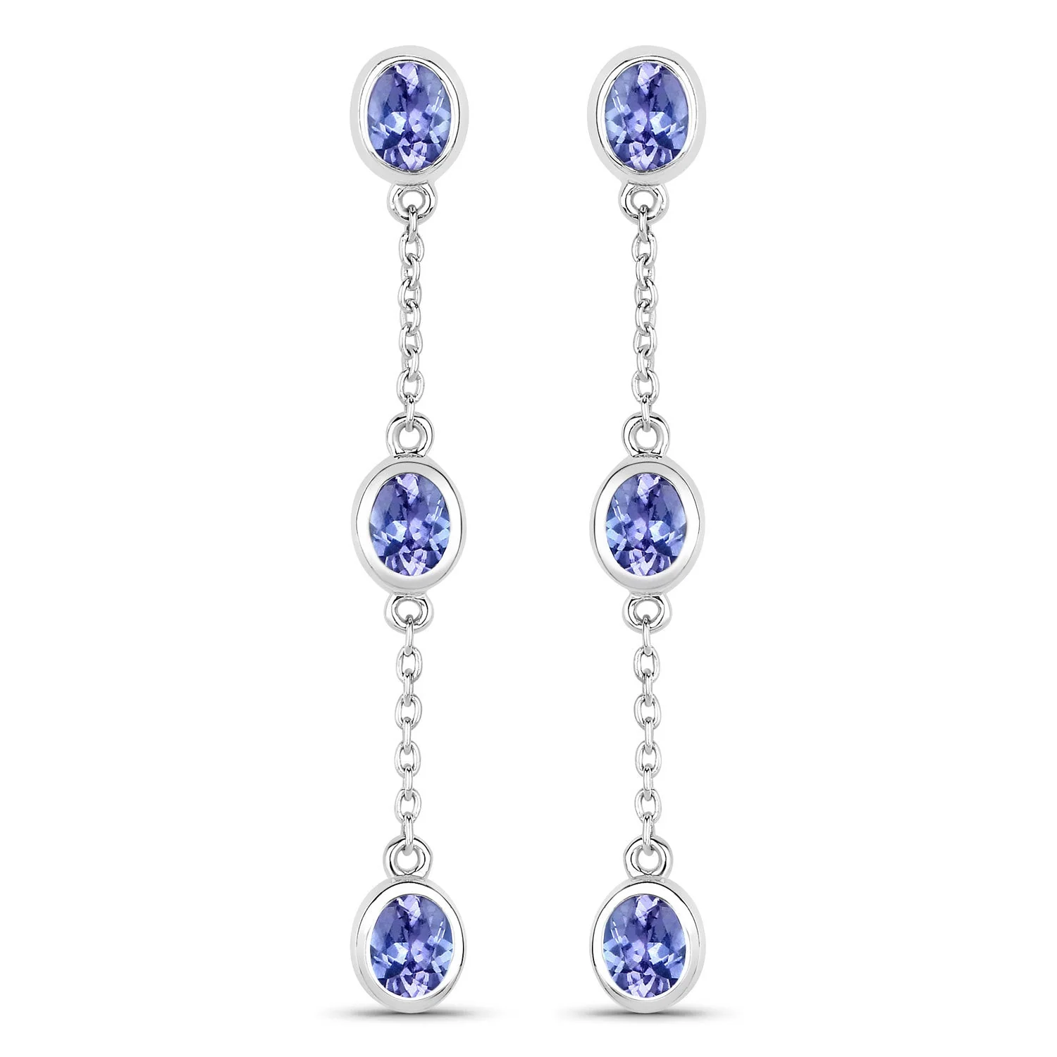 1.98 Carat Genuine Tanzanite .925 Sterling Silver Earrings