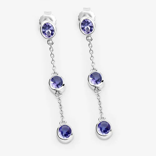 1.98 Carat Genuine Tanzanite .925 Sterling Silver Earrings - Image 10