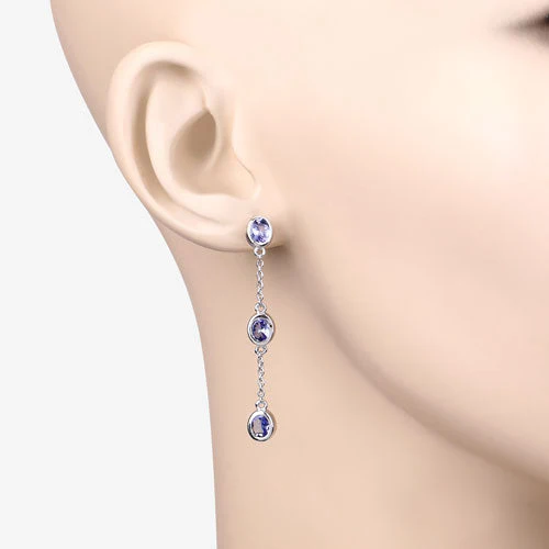 1.98 Carat Genuine Tanzanite .925 Sterling Silver Earrings - Image 9