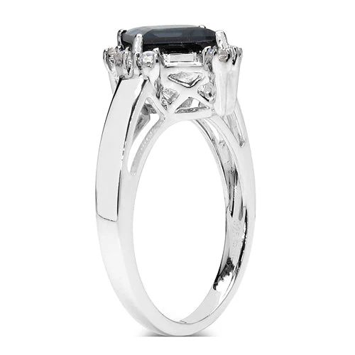 1.99 Carat Genuine London Blue Topaz & White Topaz .925 Sterling Silver Ring - Image 2