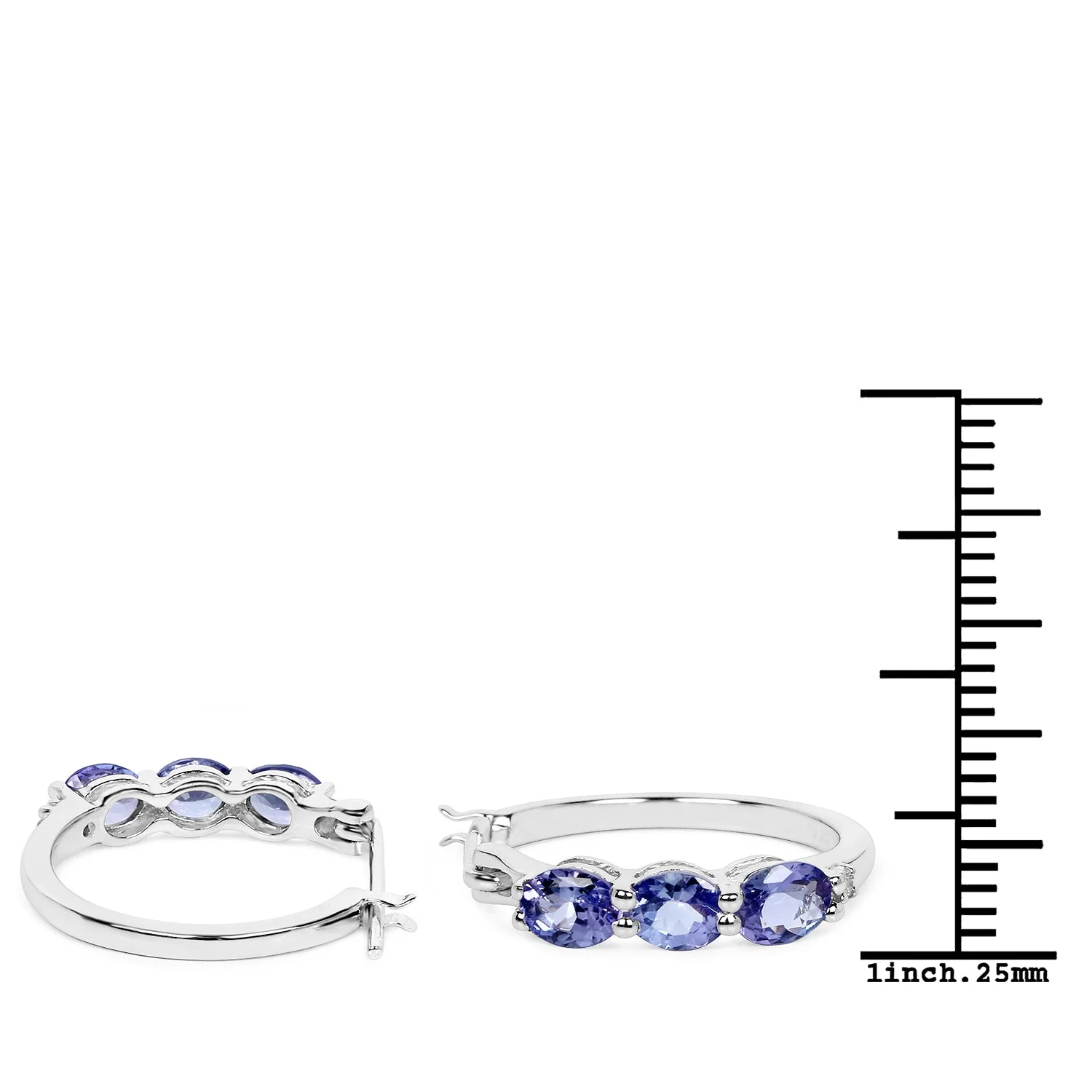 1.99 Carat Genuine Tanzanite and White Diamond .925 Sterling Silver Earrings - Image 4