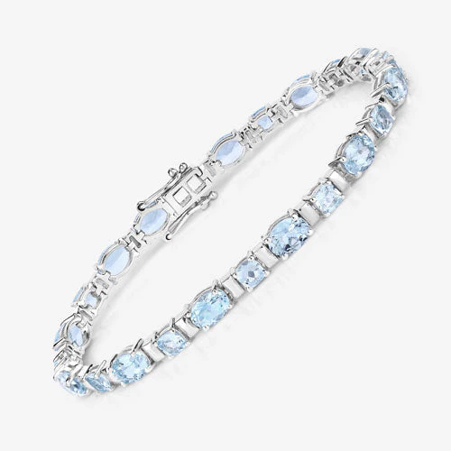 10.06 Carat Genuine Aquamarine .925 Sterling Silver Bracelet - Image 10