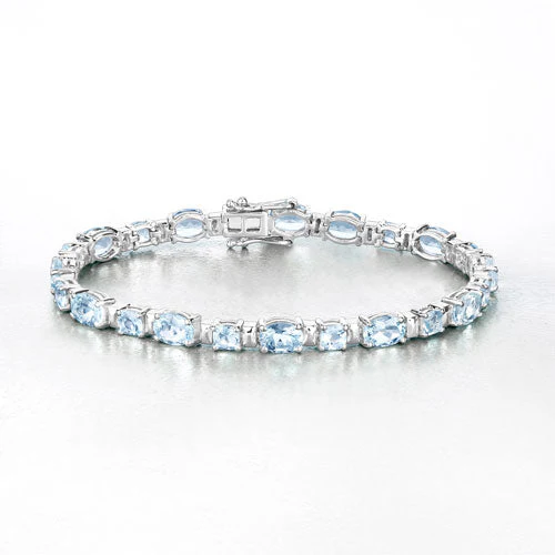 10.06 Carat Genuine Aquamarine .925 Sterling Silver Bracelet - Image 8