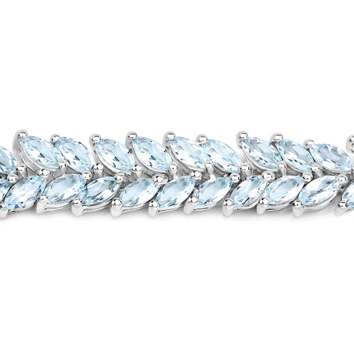 10.12 Carat Genuine Aquamarine .925 Sterling Silver Bracelet - Image 5