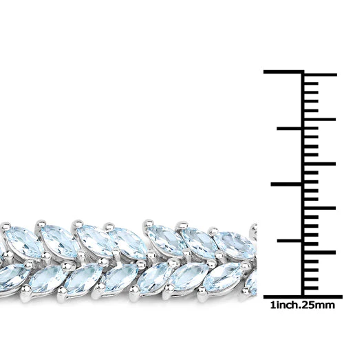 10.12 Carat Genuine Aquamarine .925 Sterling Silver Bracelet - Image 6