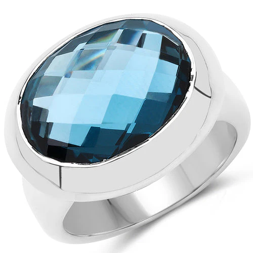 10.25 Carat Genuine London Blue Topaz .925 Sterling Silver Ring - Image 4