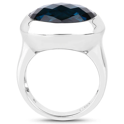 10.25 Carat Genuine London Blue Topaz .925 Sterling Silver Ring - Image 5
