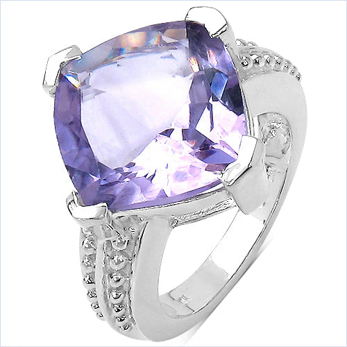 10.30 Carat Genuine Amethyst .925 Sterling Silver Ring - Image 2
