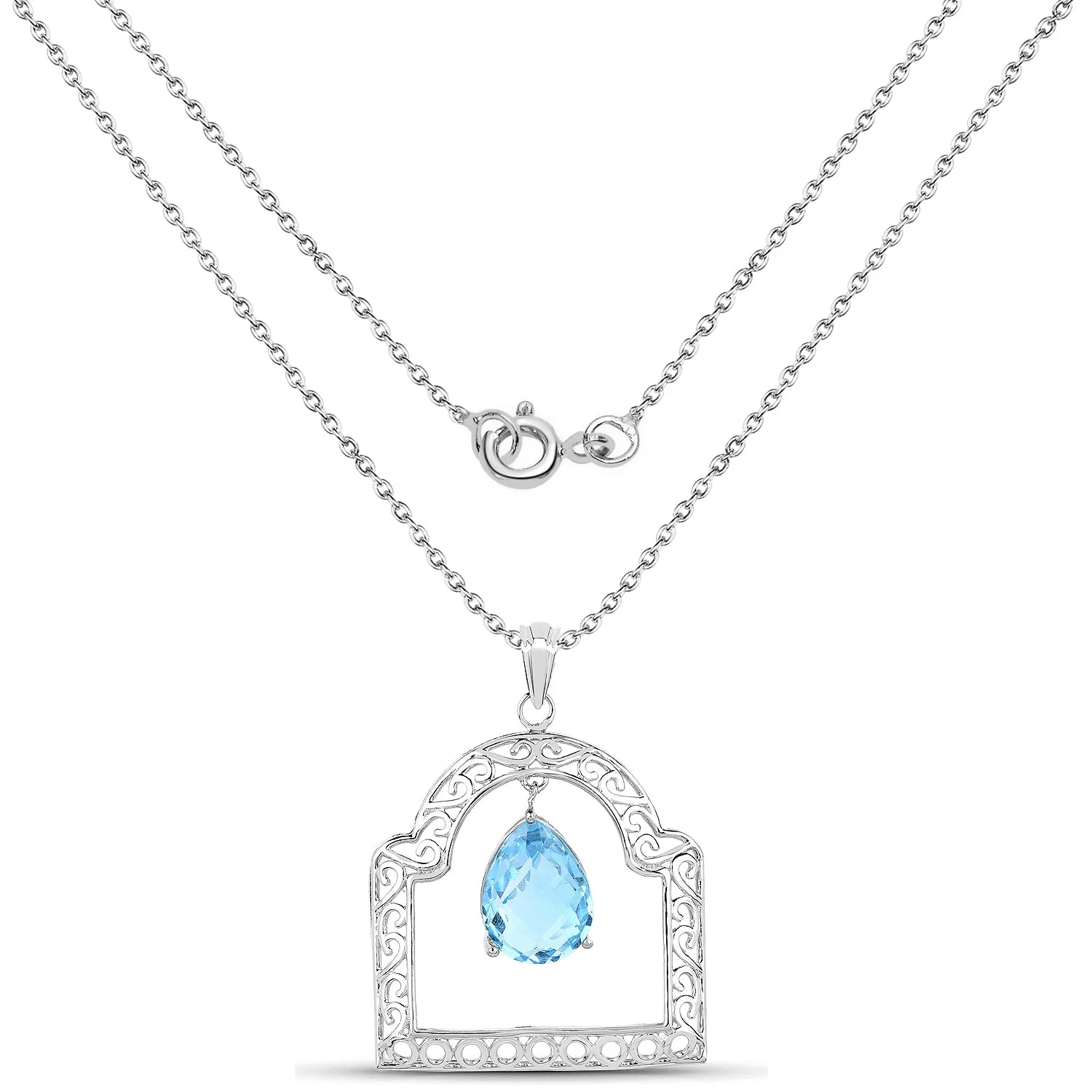 10.50 Carat Genuine Swiss Blue Topaz .925 Sterling Silver Pendant - Image 2