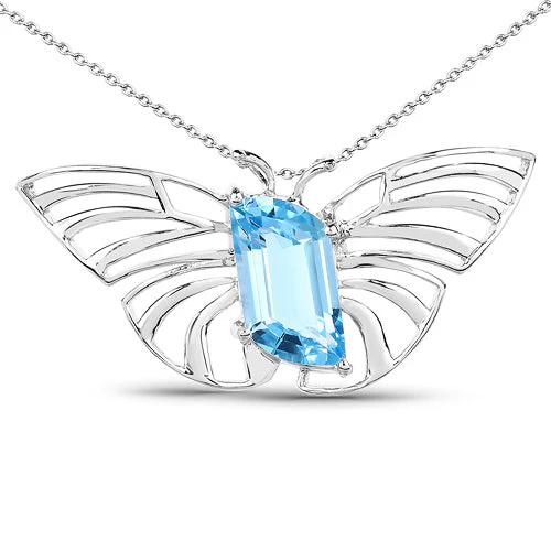 10.62 Carat Genuine Swiss Blue Topaz .925 Sterling Silver Pendant - Image 3